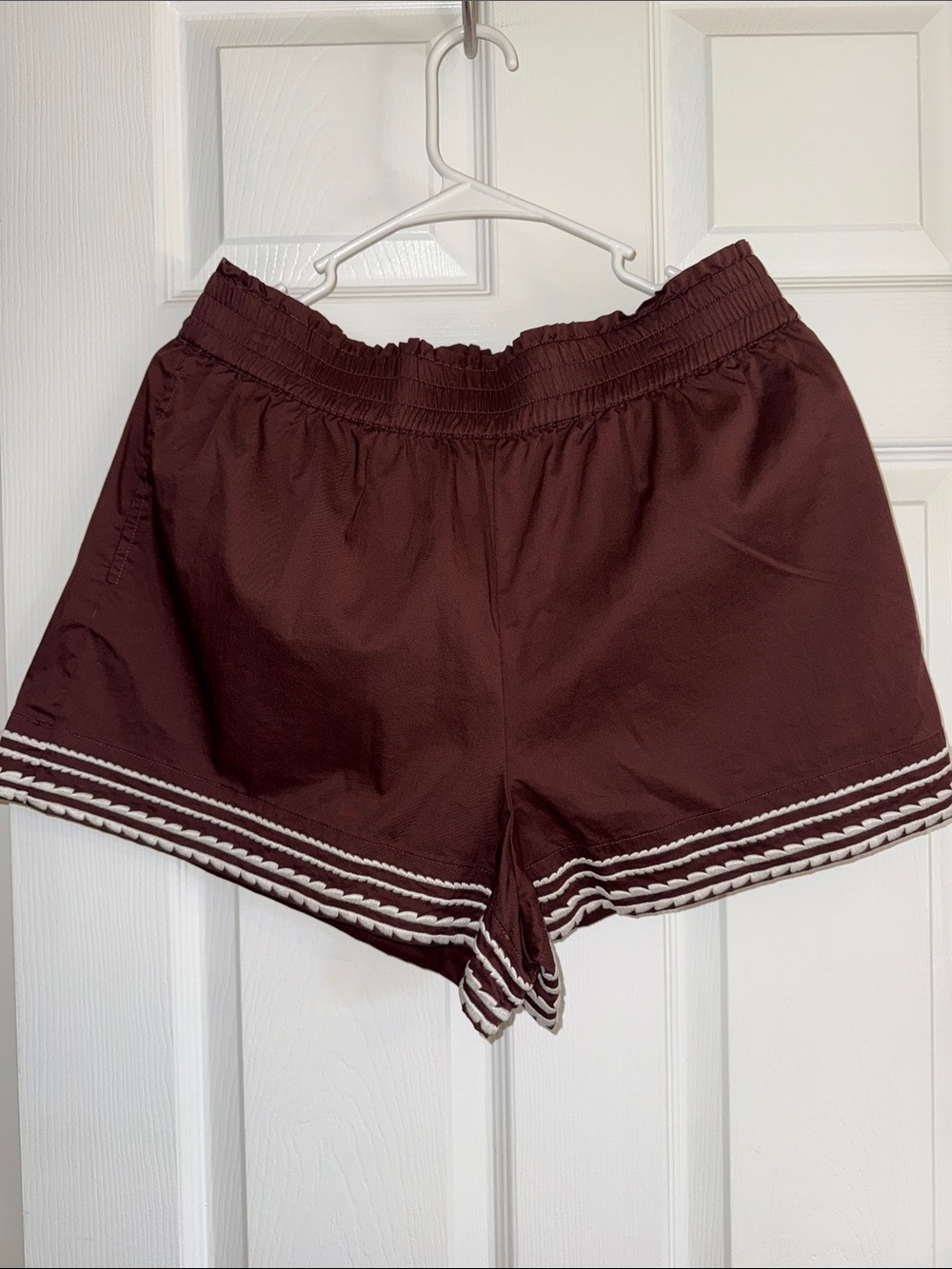 Caroline Constas Brown Shorts with White Trim